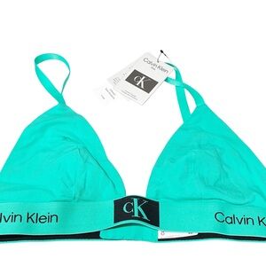 Calvin Klein Women's Triangle Bra Teal Banded Unlined Size Large NEW